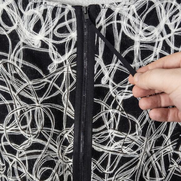 Maeve Dress Sleeveless Embroidered Black White Size 6 Statement Pattern - Picture 8 of 12